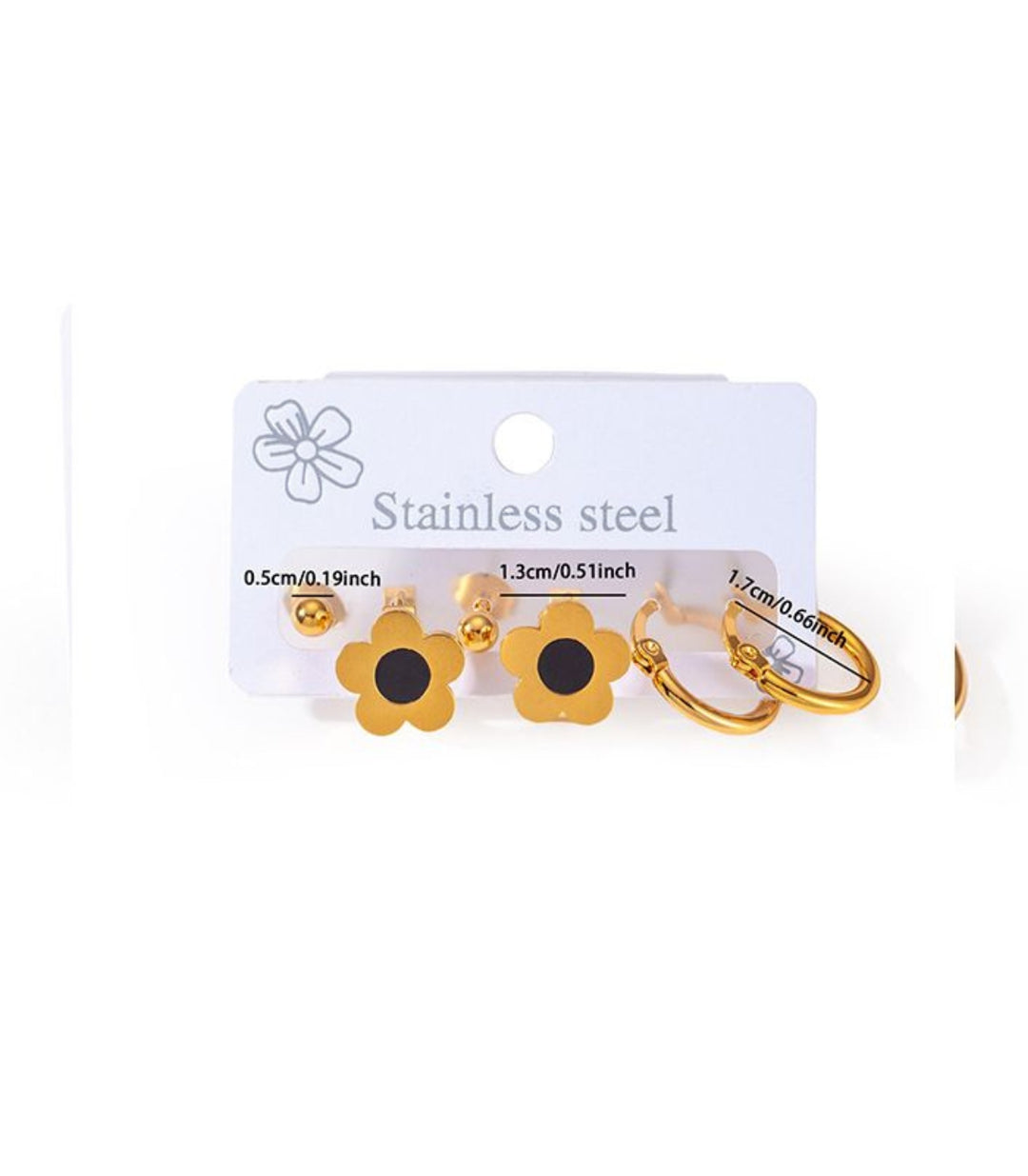 Aretes set negro flores