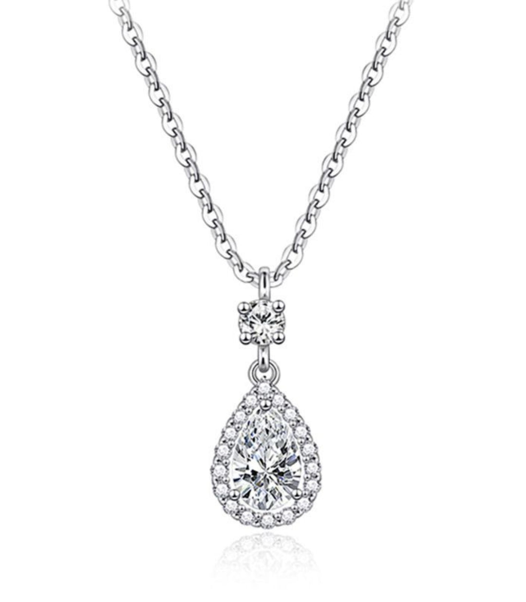 Collar Silver Teardrop Zircon