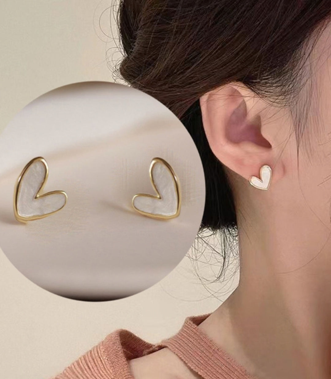 Aretes Heart Black White