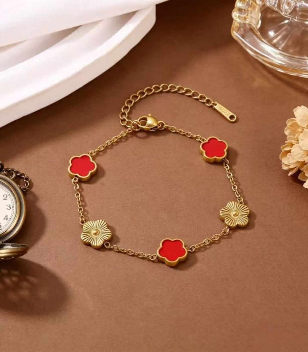 Brazalete Flores Rojo