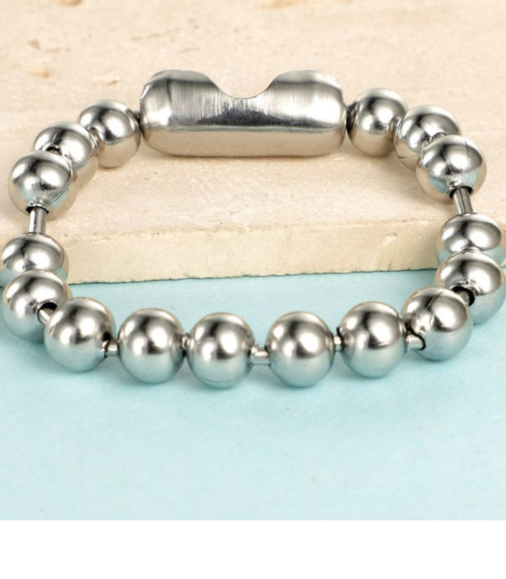 Brazalete Silver 8mm Bead Hip Hop