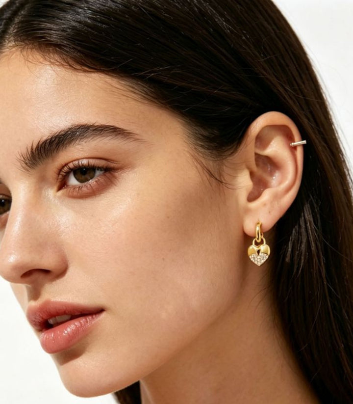 Aretes Heart Lock 18K