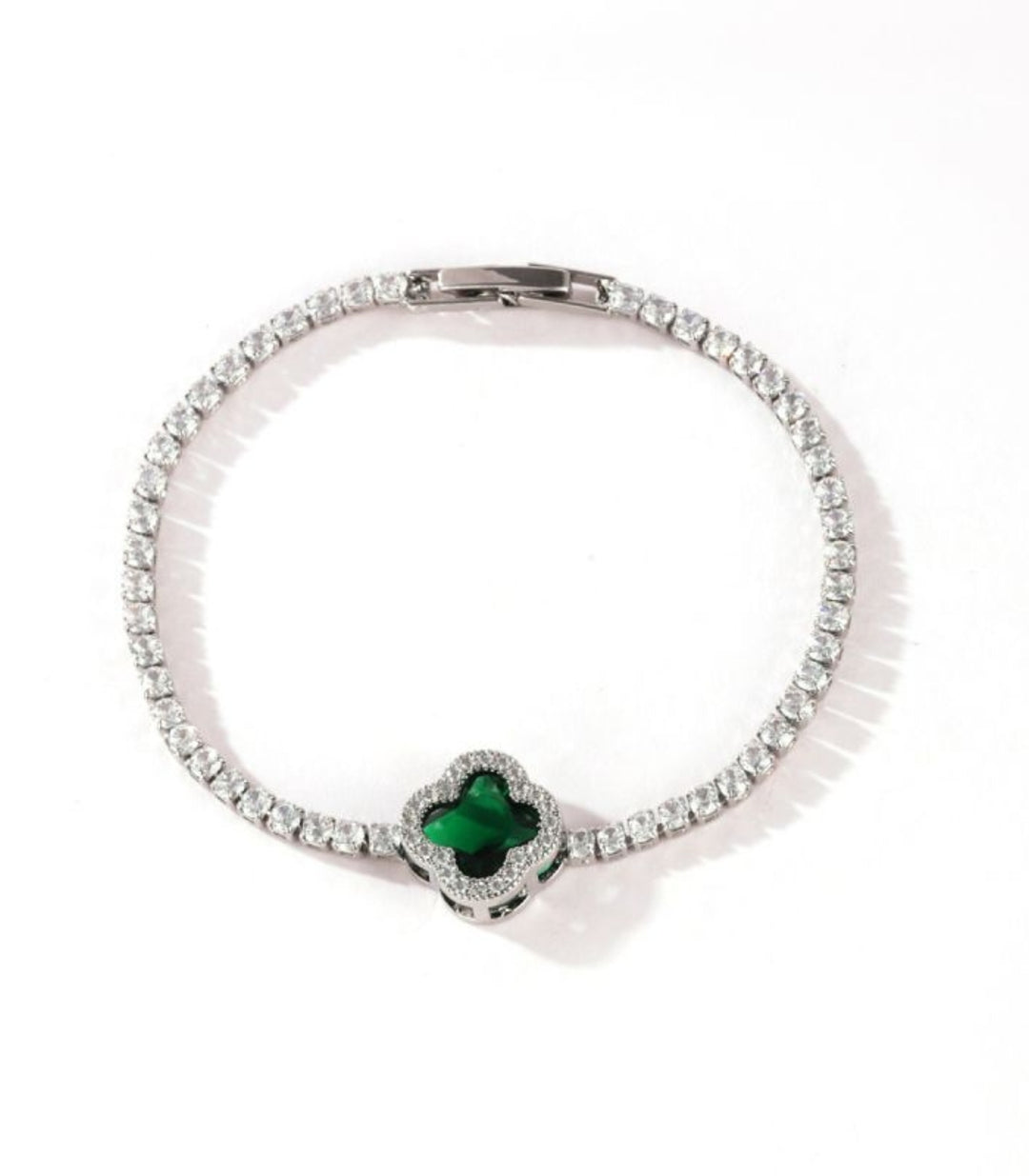 Brazalete Clover Plata Verde