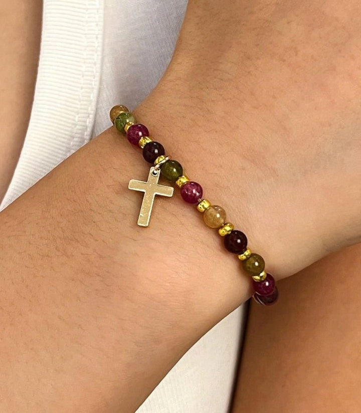 Brazalete Cross Natural Stone