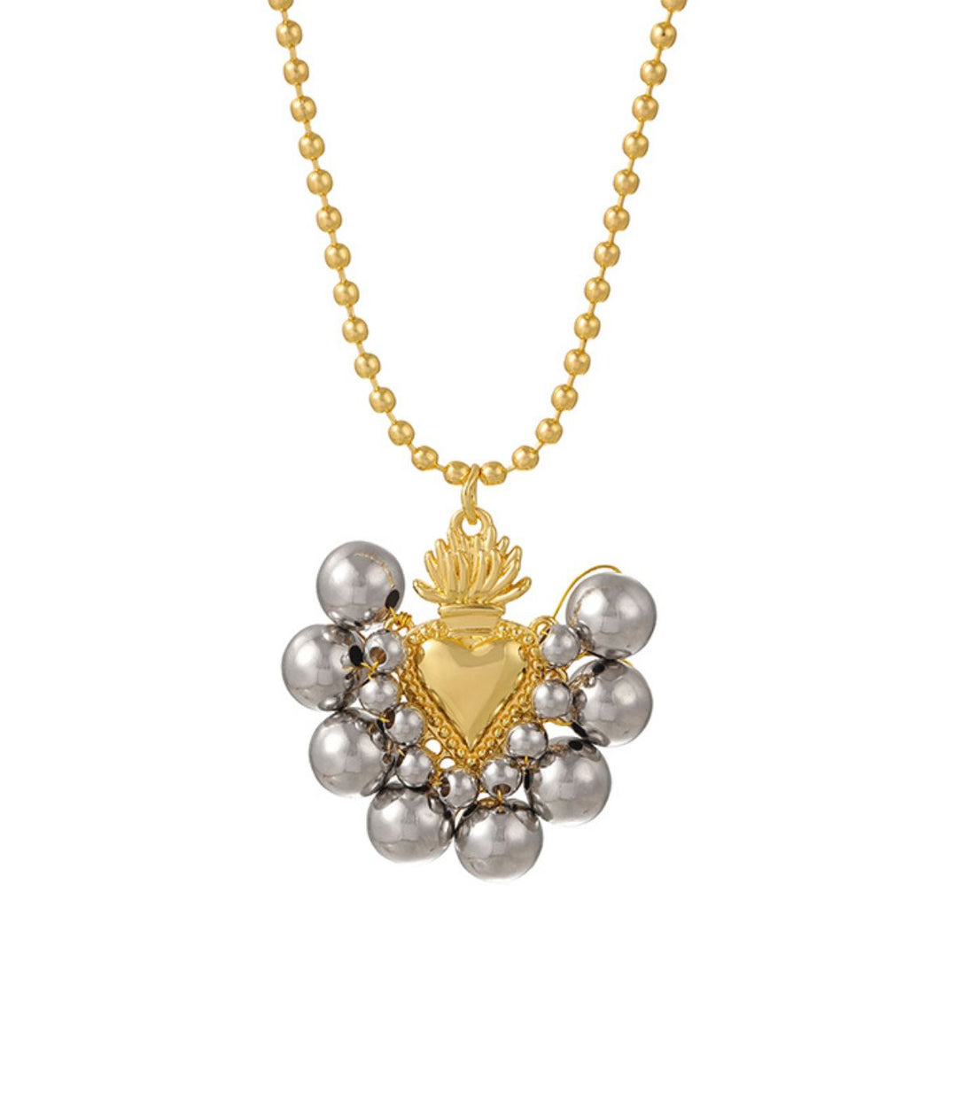 Collar corazón con perlas plata