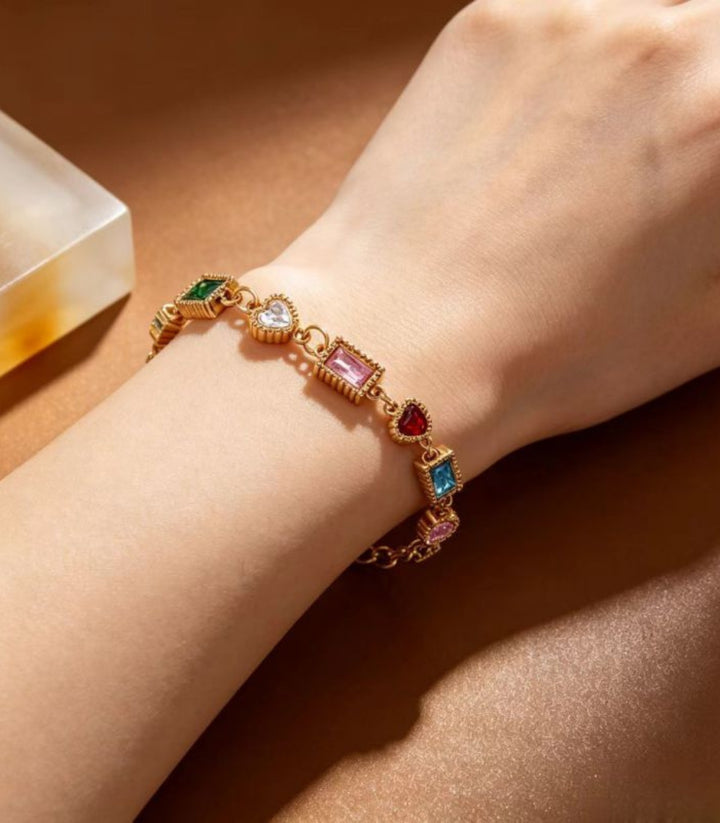 Brazalete Square Zircon Colorful 18K