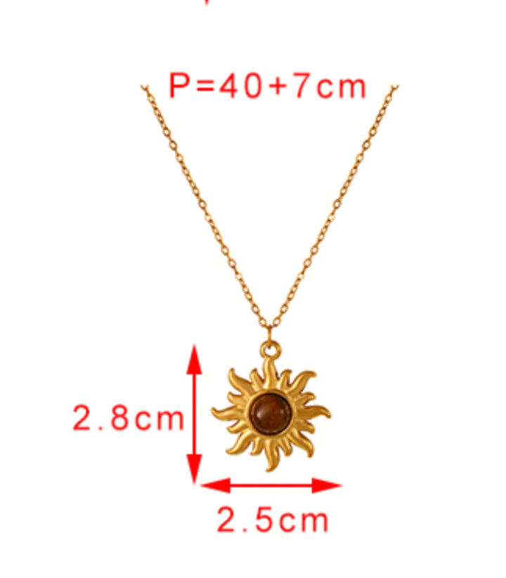 Collar sol piedra cafe