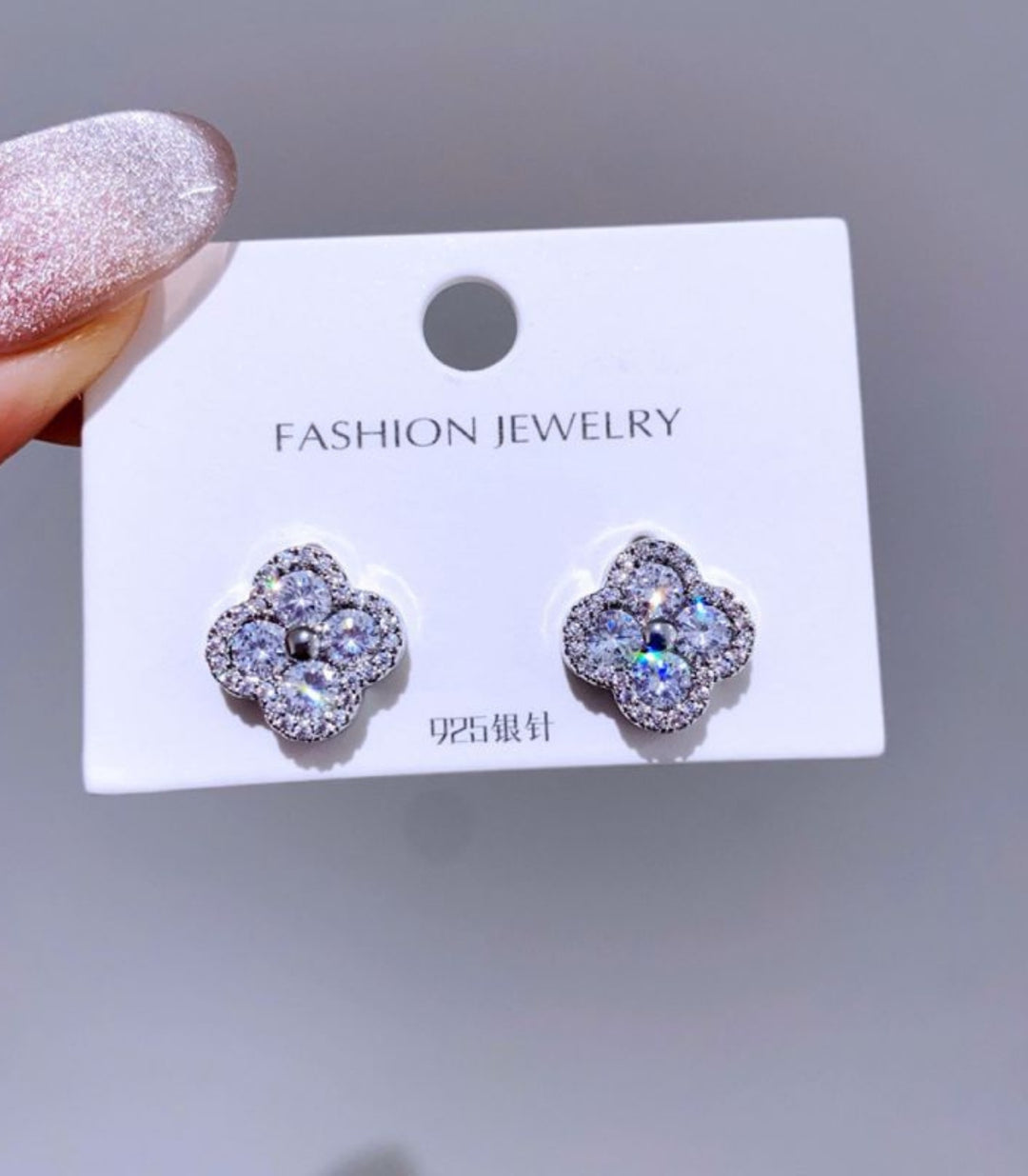 Aretes Silver Zirconium Clover