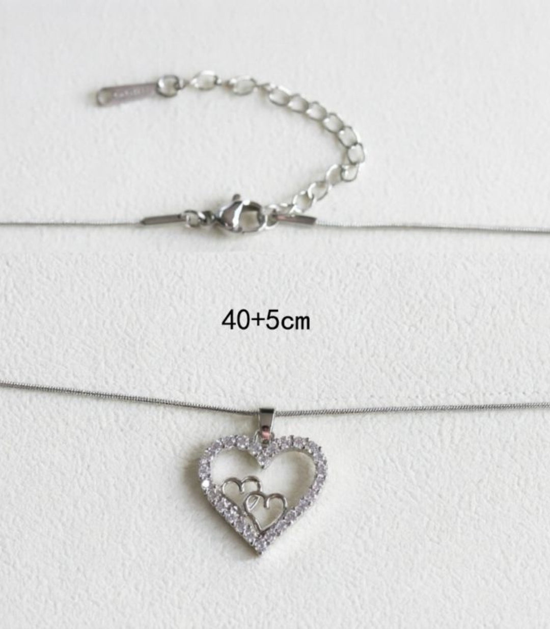 Collar Corazónes Zirconias Plata