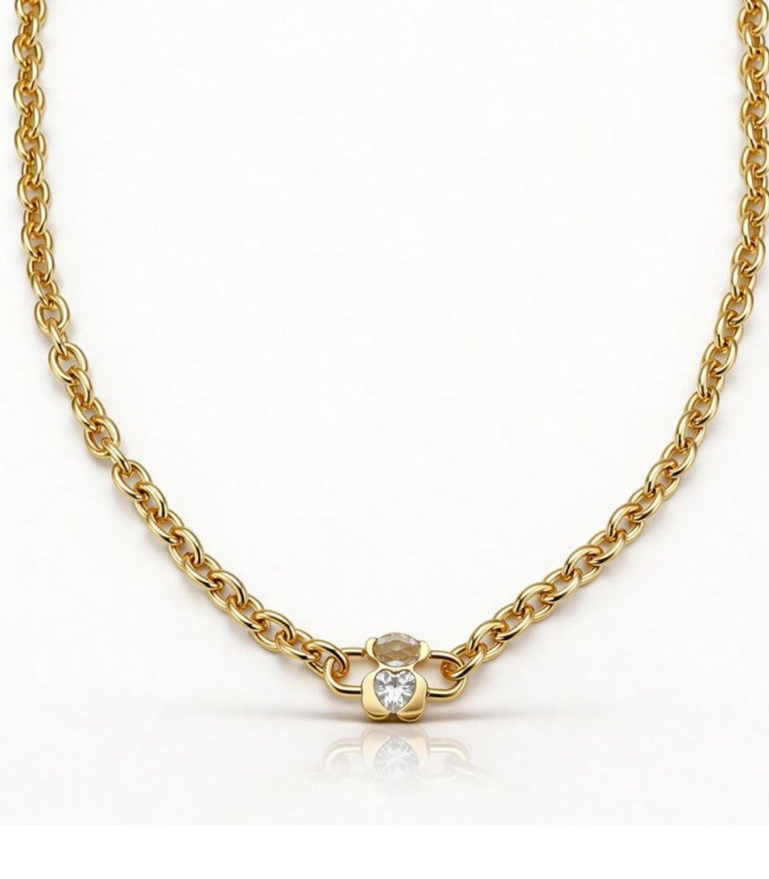 Collar Gold White Chunky Bear
