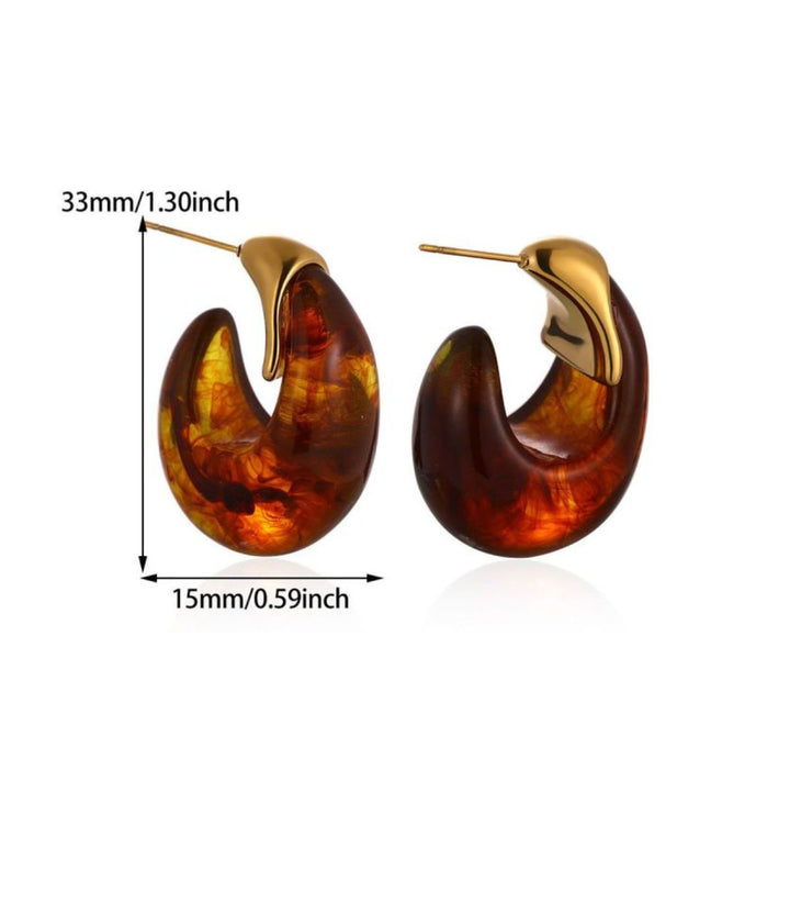 Aretes Resin Amber 18K
