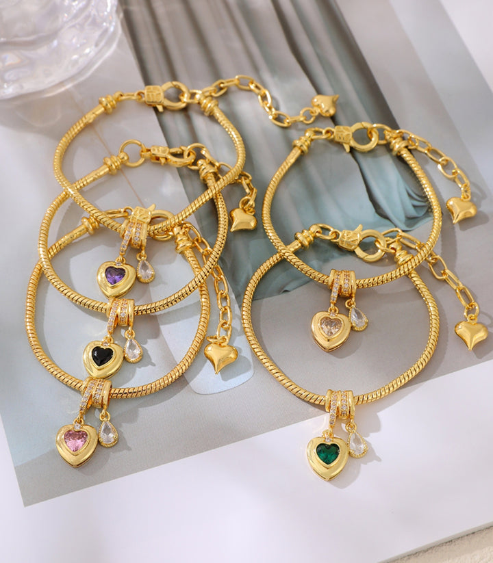 Brazalete Corazón Zirconia Negra