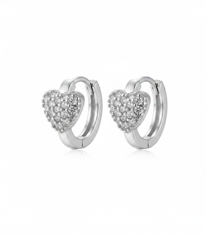 Aretes Silver Diamond Heart