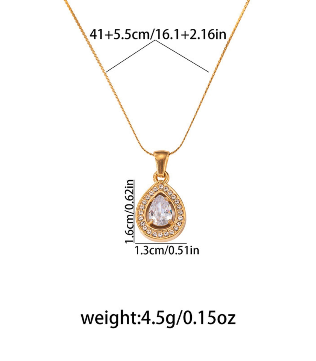 Collar Teardrop con Zirconias