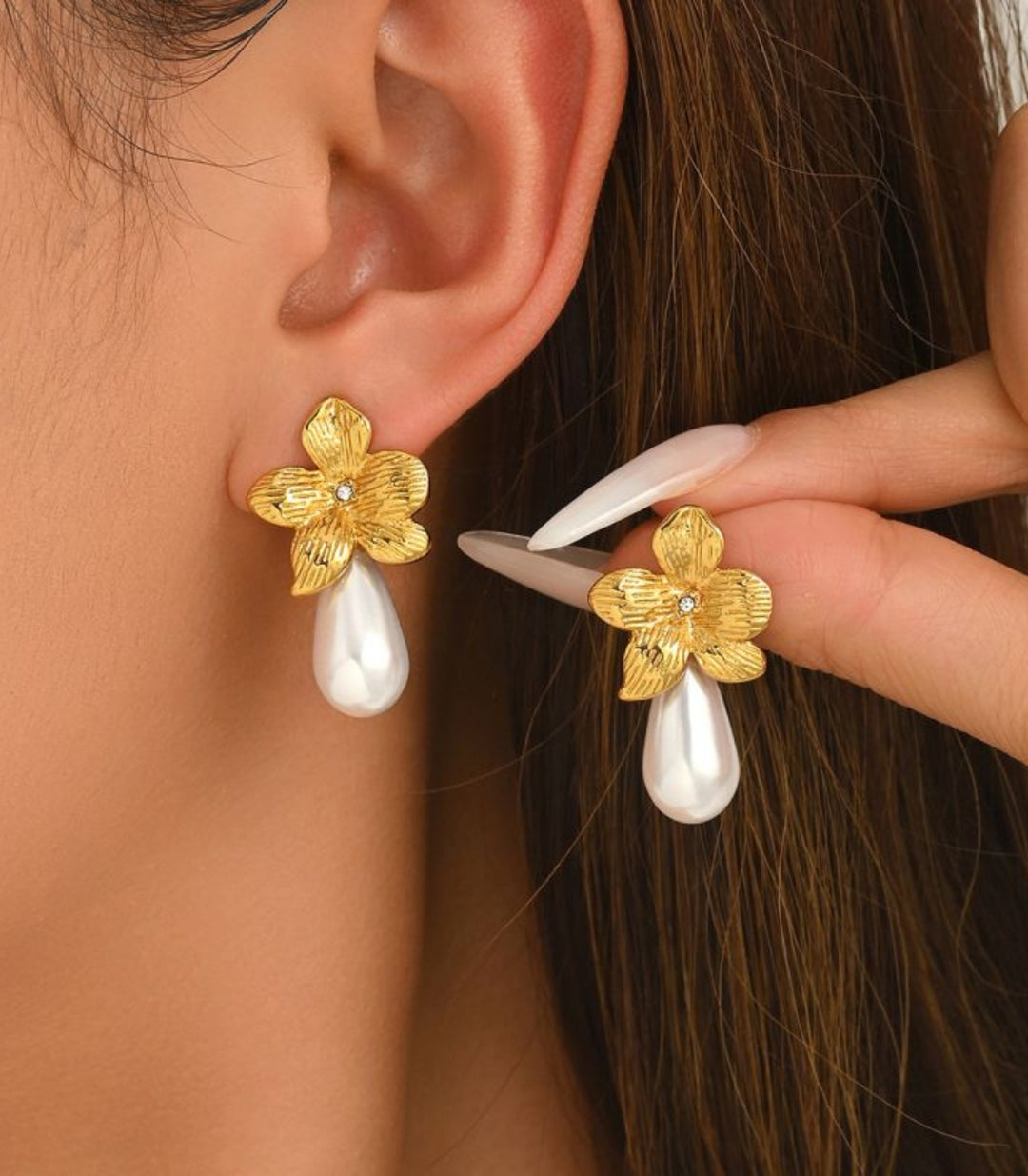 Aretes Vintage Flower Pearl