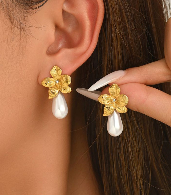 Aretes Vintage Flower Pearl