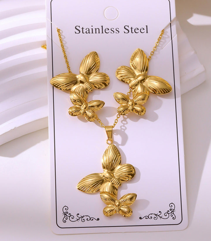 Collar y aretes set mariposas