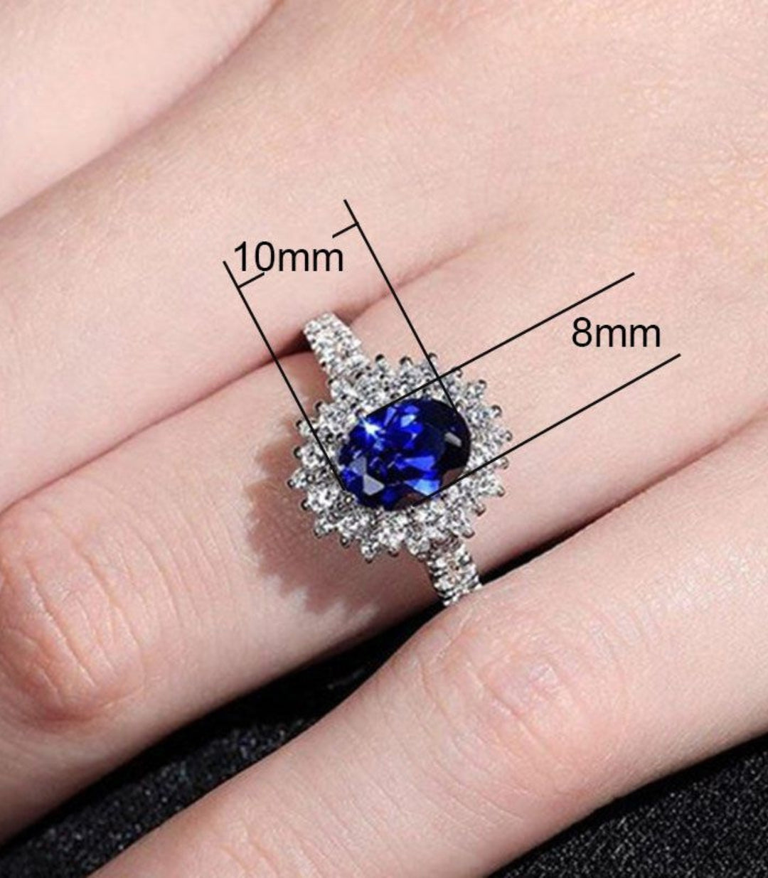 Anillo blue diamond oval 8