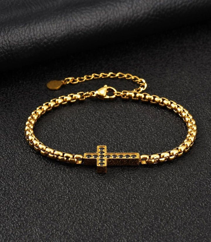Brazalete Gold Zircon Cross