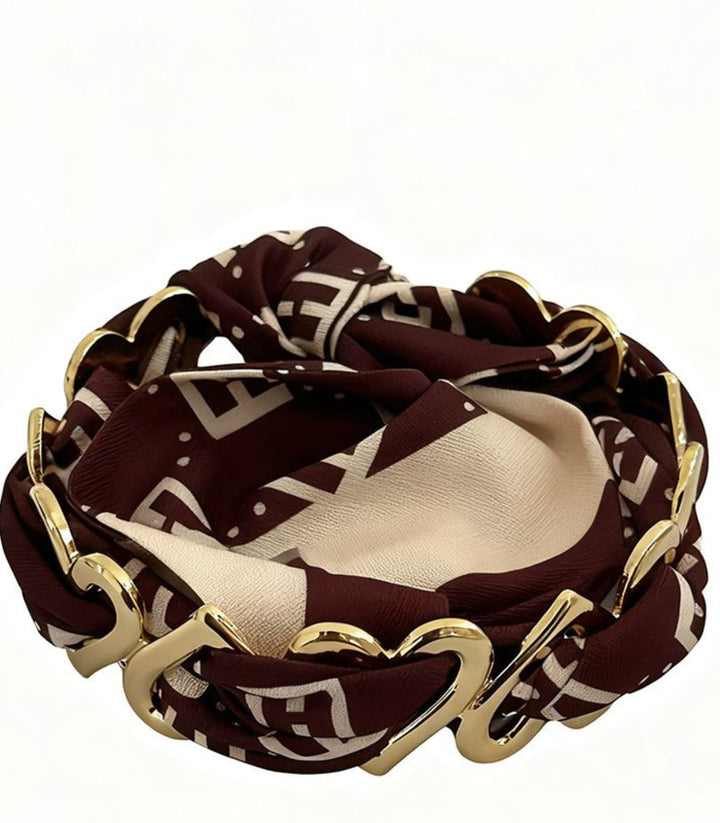 Brazalete Printed Brown Silk Scarf