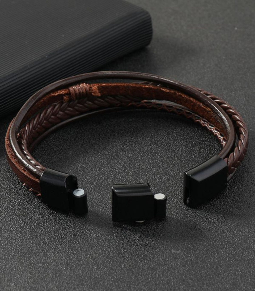 Brazalete Brown Multilayer braided