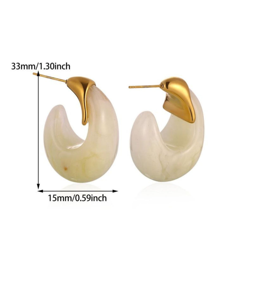 Aretes Resin White 18K