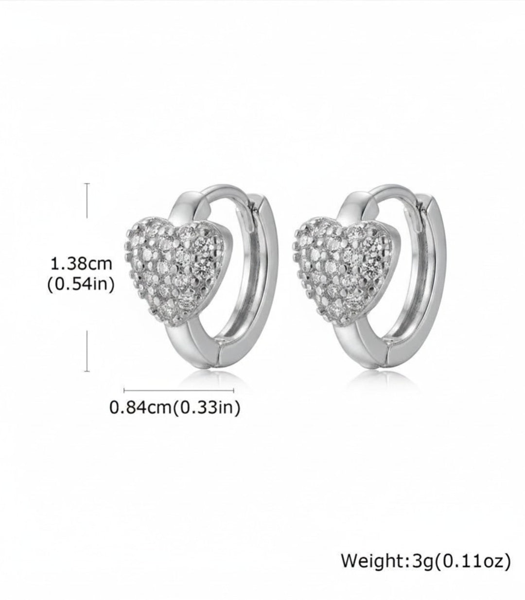 Aretes Silver Diamond Heart