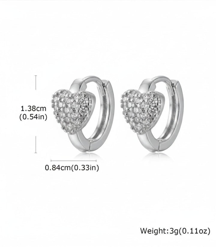 Aretes Silver Diamond Heart