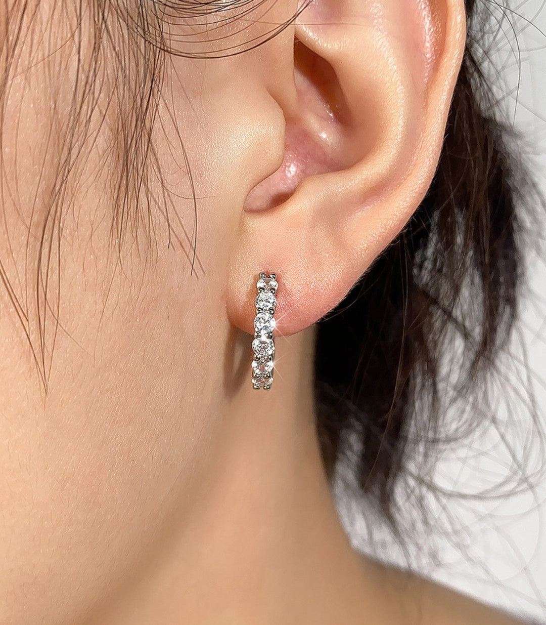 Aretes Silver Hoop Zircon 15mm