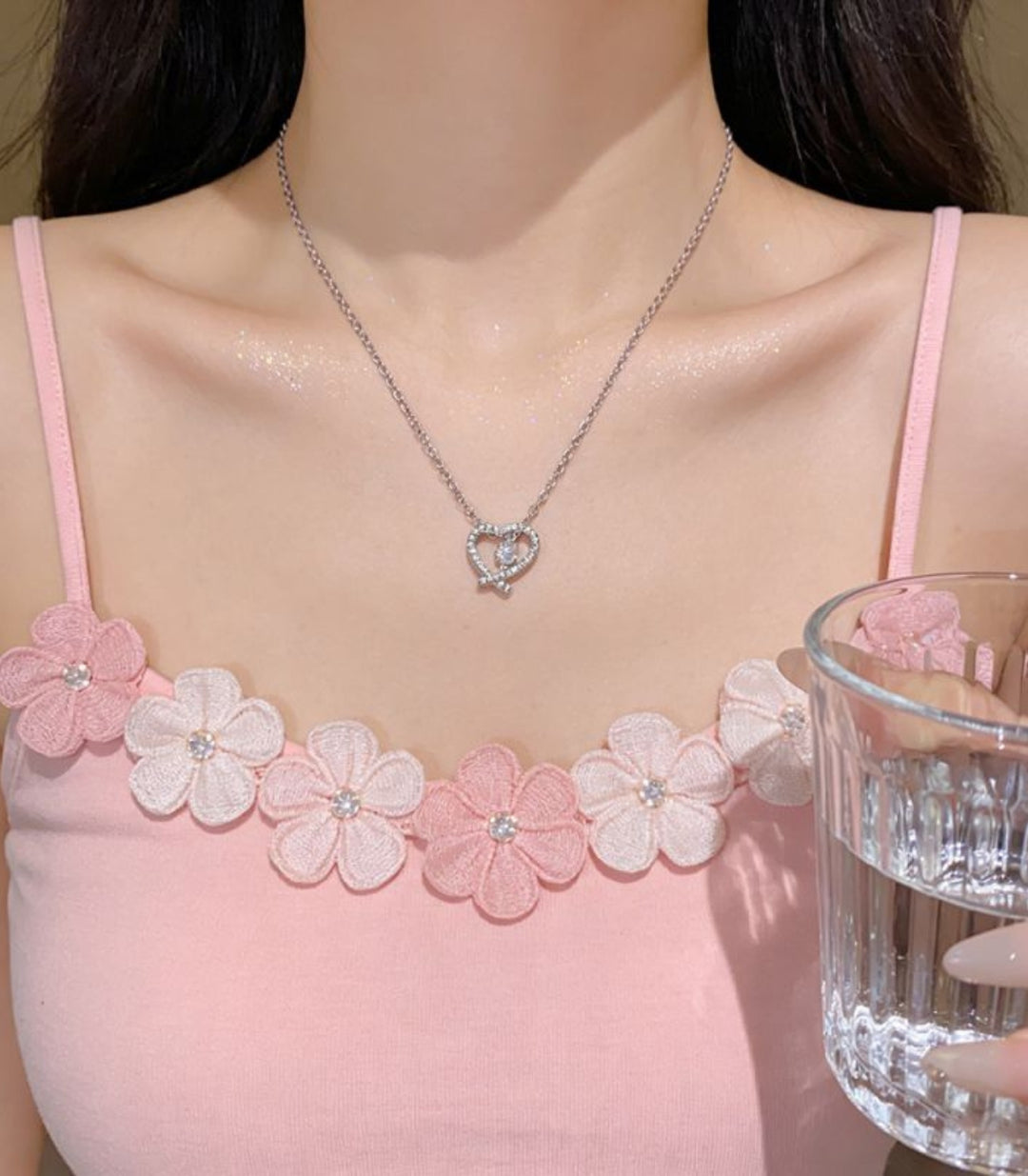 Collar Silver Heart Zircon