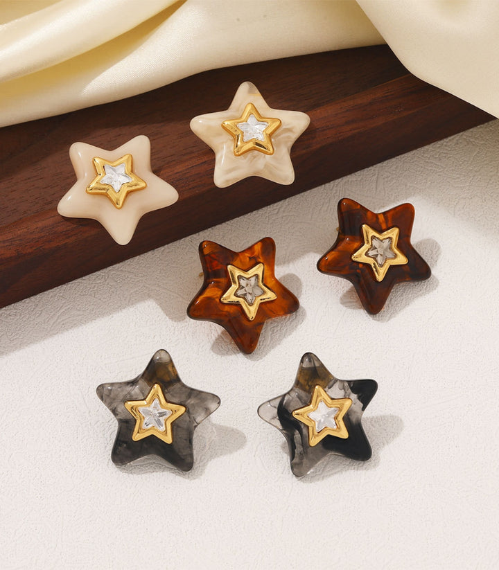 Aretes Milky White Resin Star