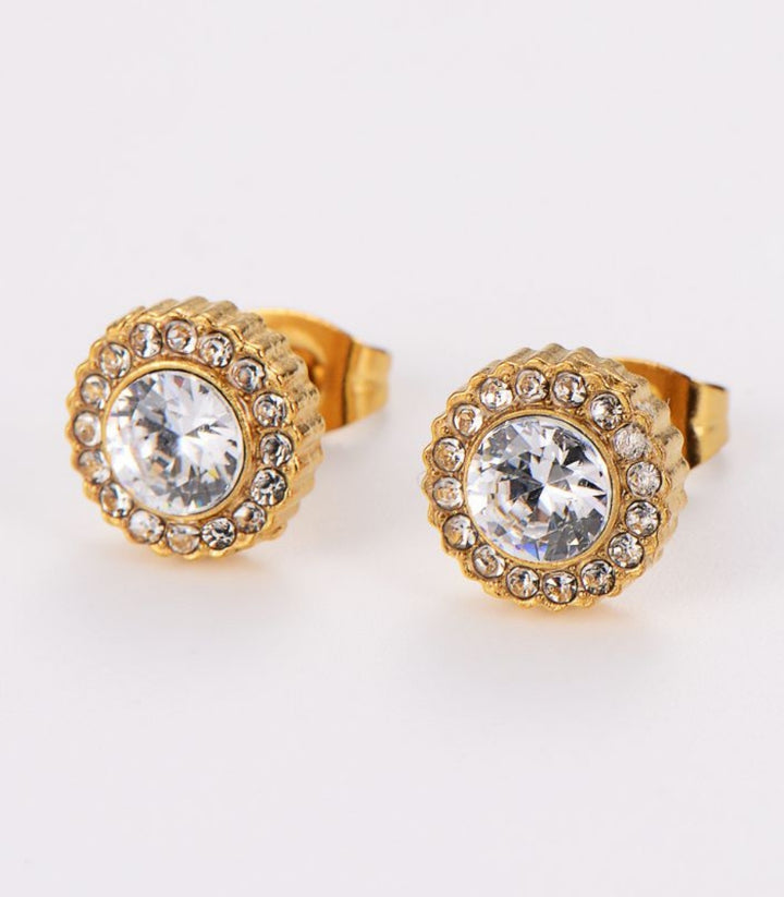 Aretes Gold Round Zircon