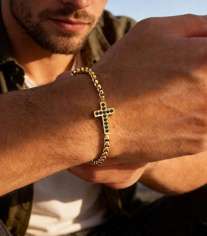 Brazalete Gold Zircon Cross