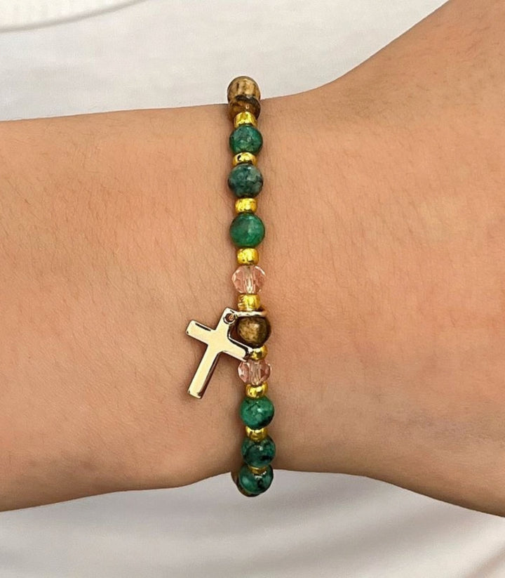 Brazalete Cross Natural Stone