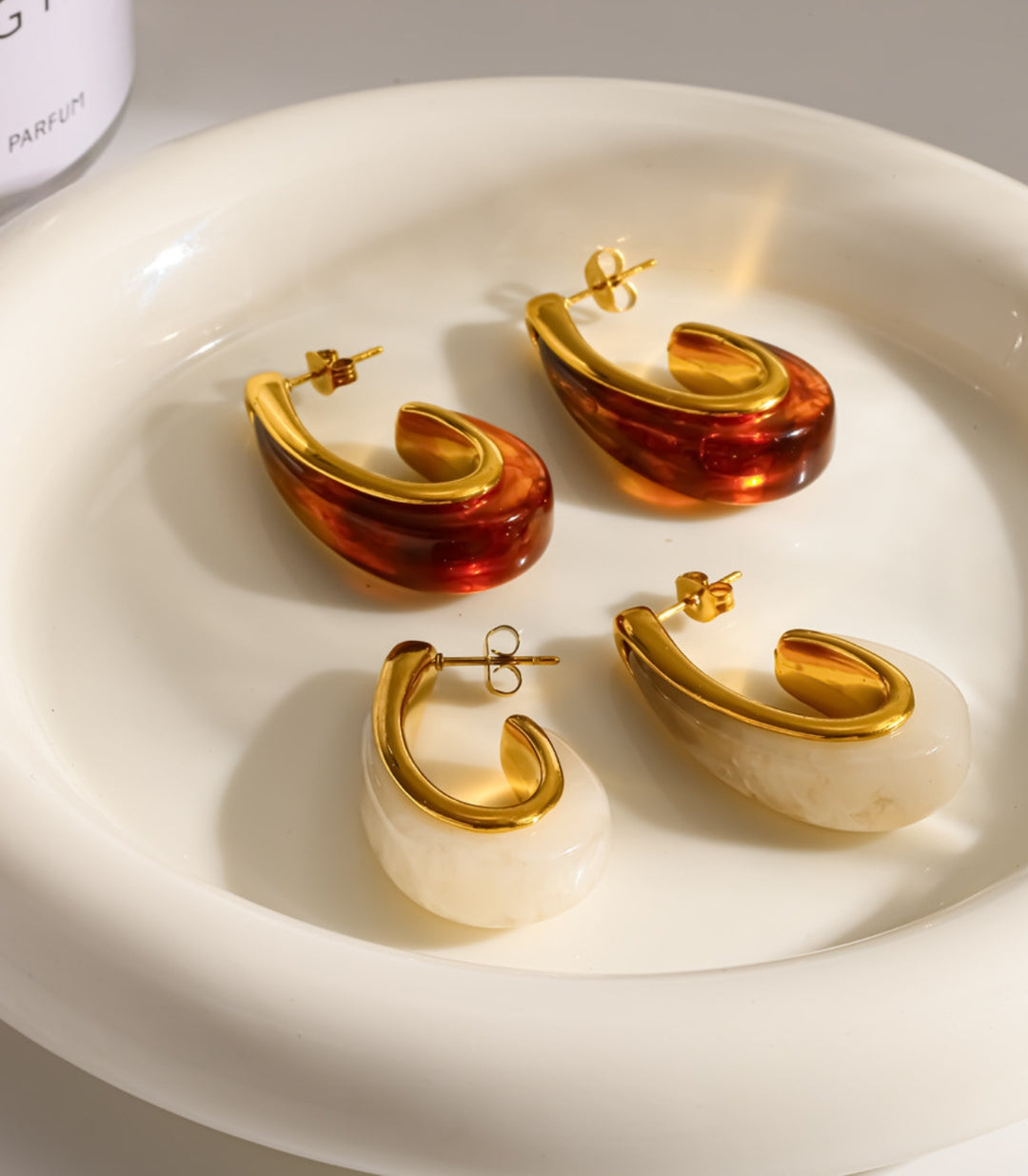 Aretes Amber Resin Curved