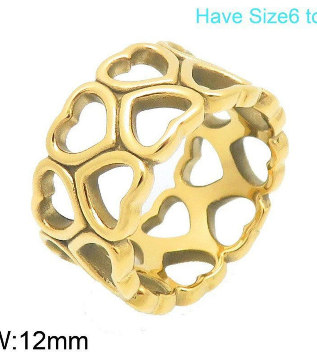 Anillo Dorado Doble Corazones 7