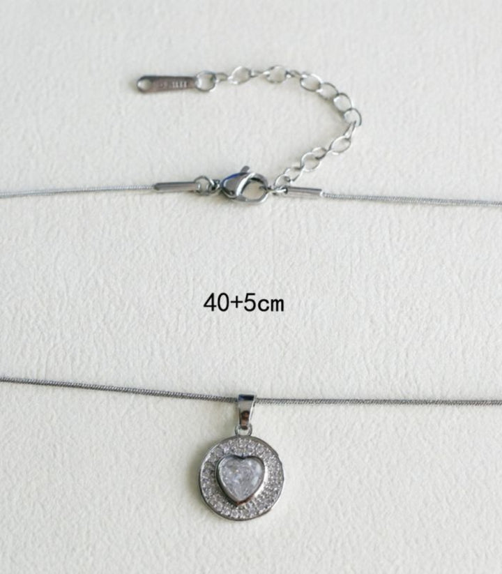 Collar Corazón con Zirconias Plata