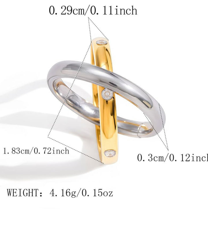 Anillos Set Doble Bicolor Zirc #7