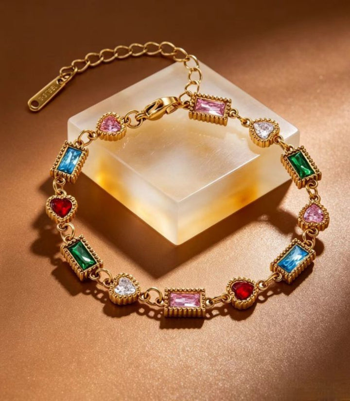 Brazalete Square Zircon Colorful 18K