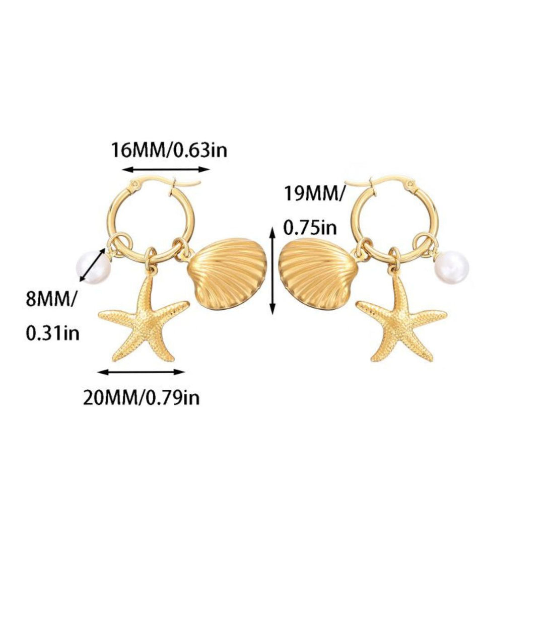 Aretes Beach Shell Star Pearl
