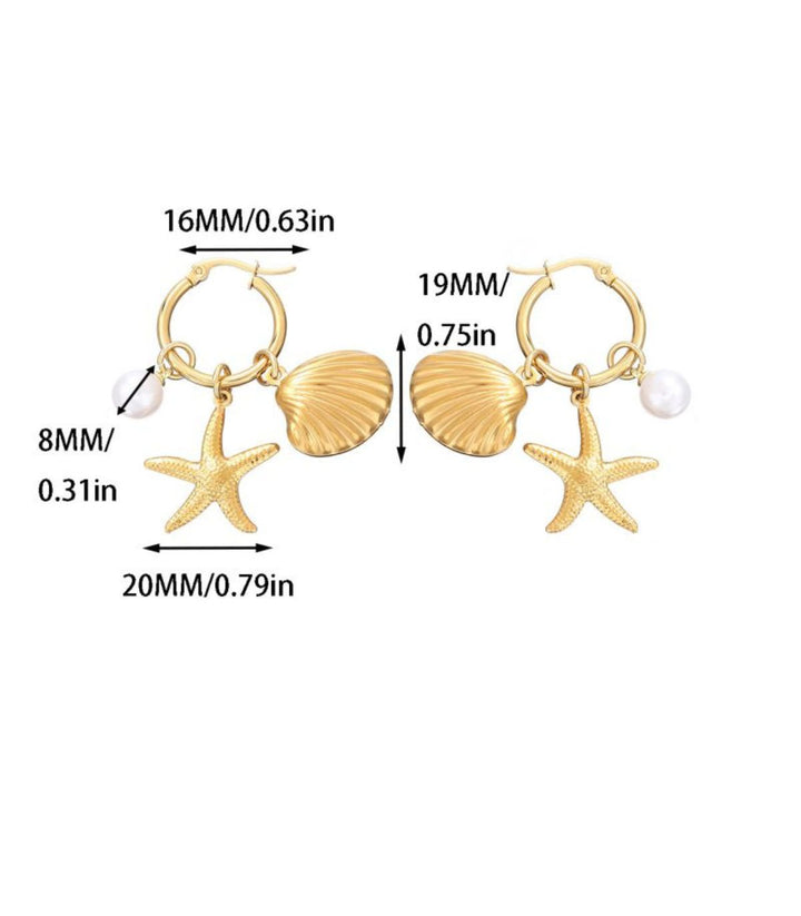 Aretes Beach Shell Star Pearl