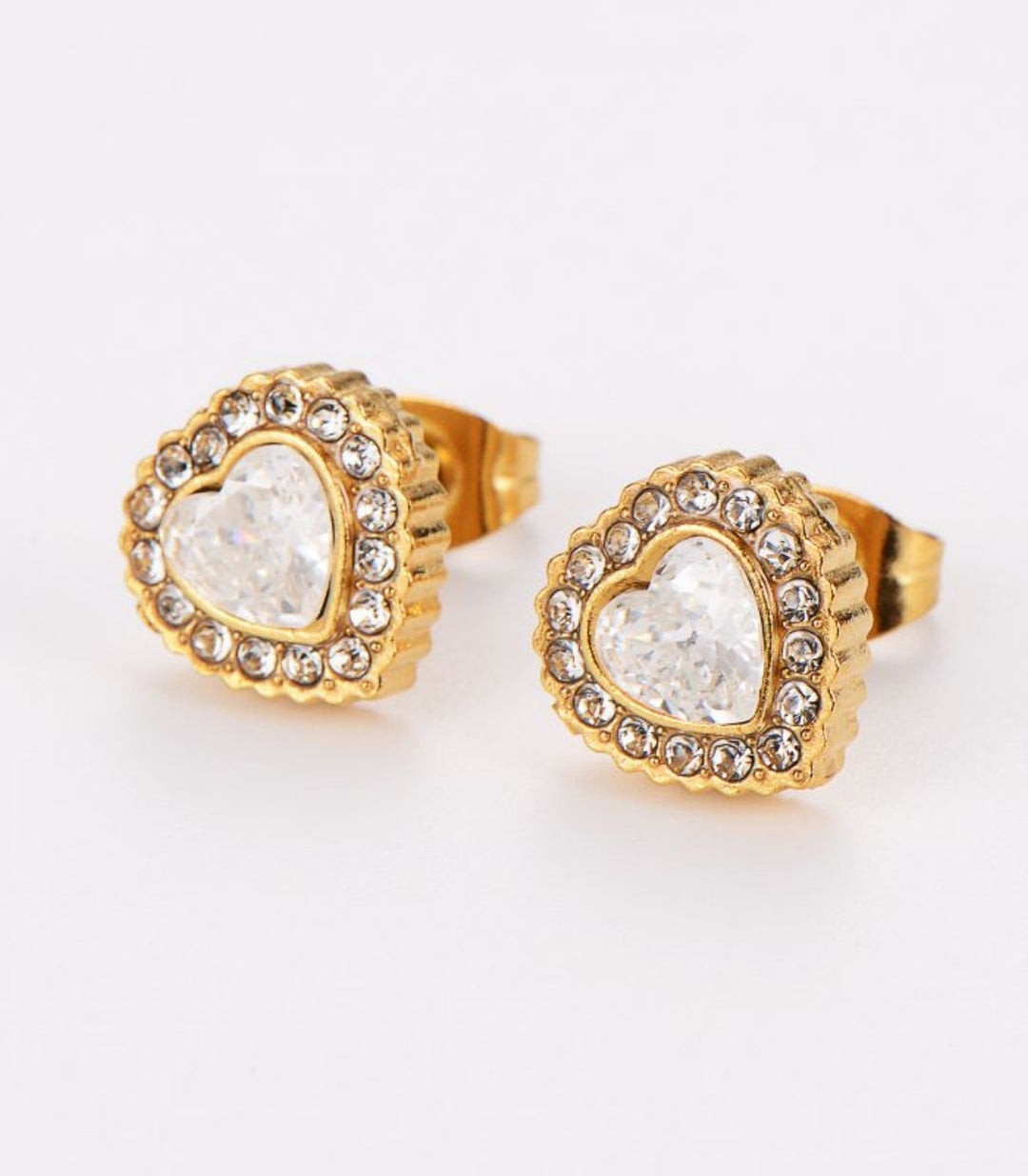 Aretes Gold Heart Zircon