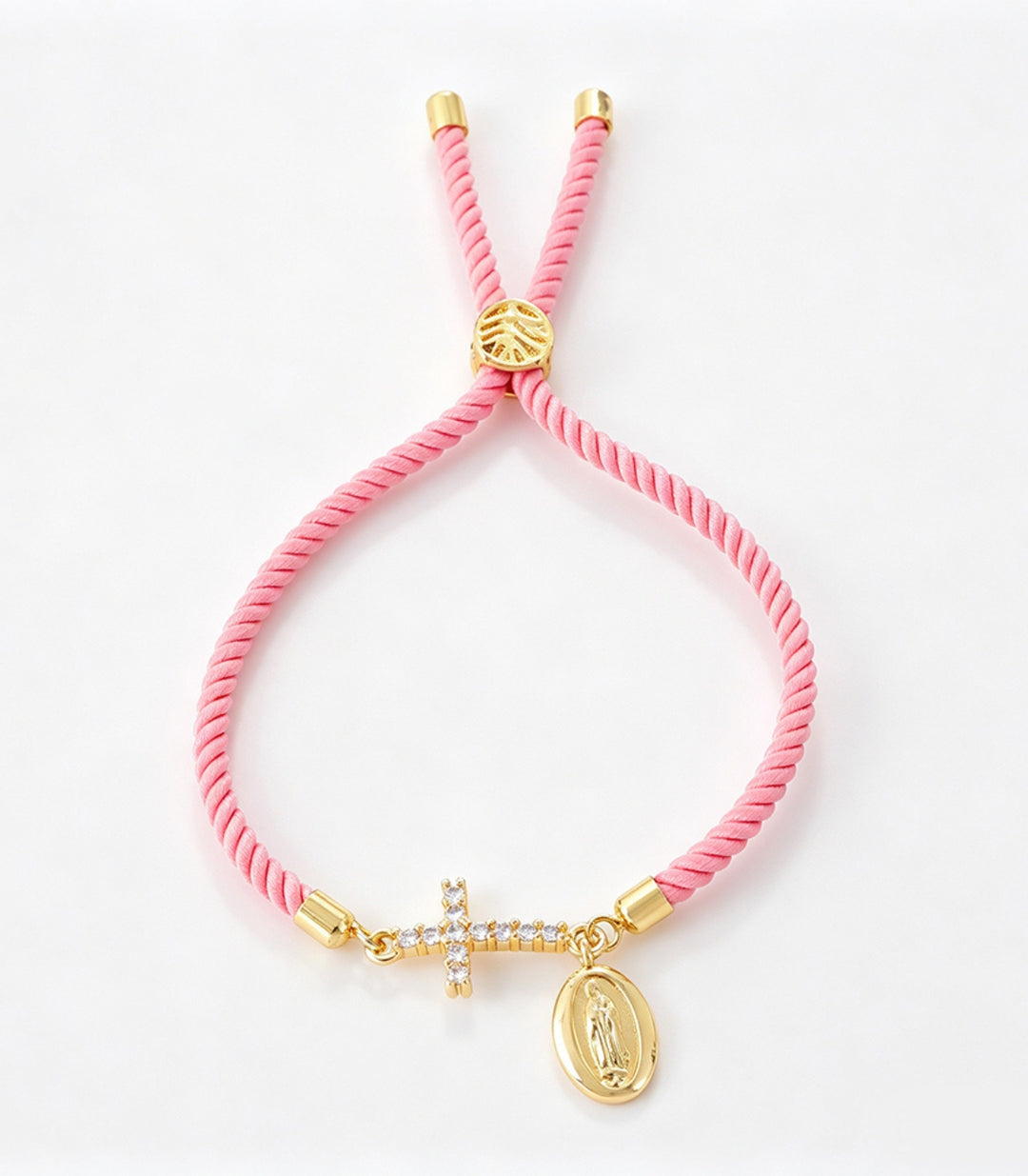 Brazalete Pink Zircon Cross Virgen