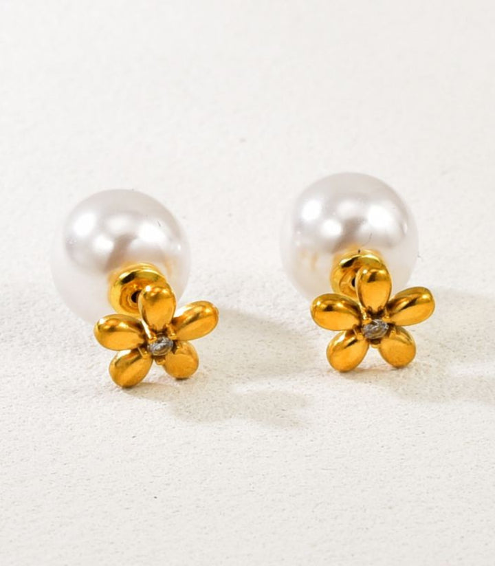Aretes flor con perla