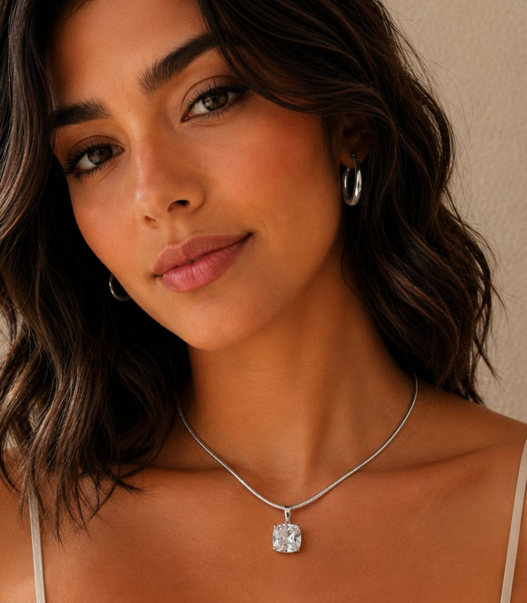 Collar Silver Square Zircon