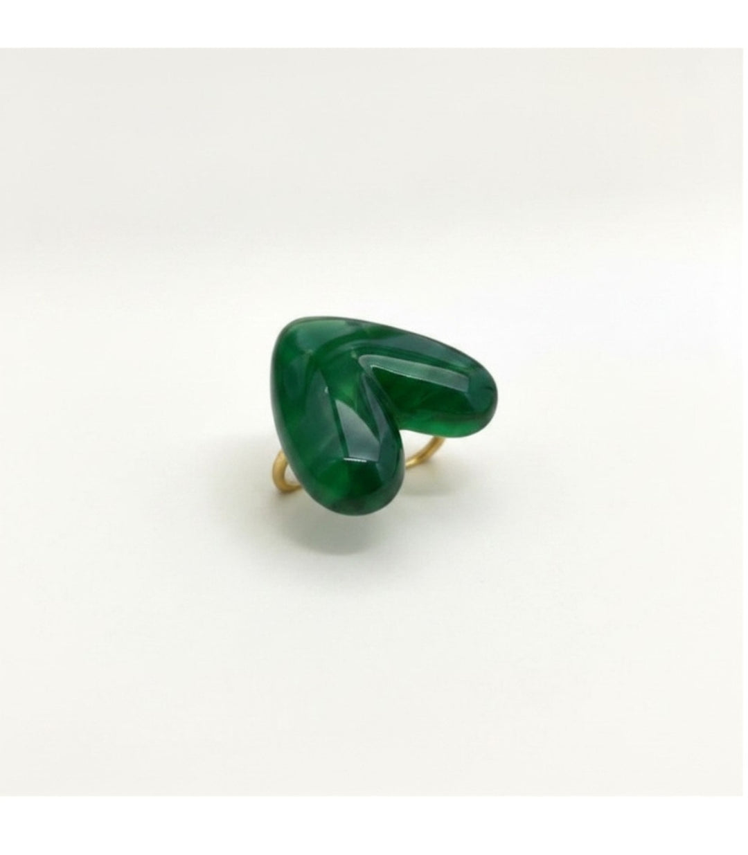 Anillo Green Resin Heart