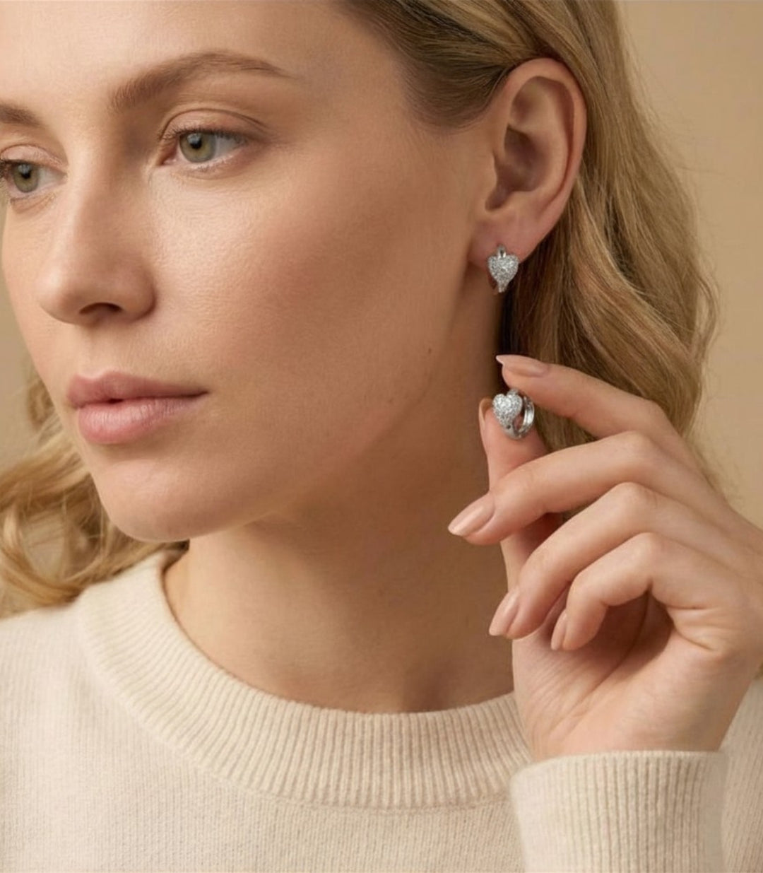 Aretes Silver Diamond Heart